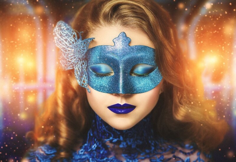 Woman in Blue Mask — Dramatic, Digital Art