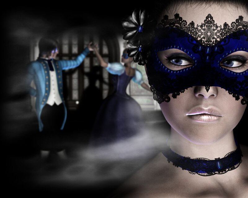 Woman in Blue Mask