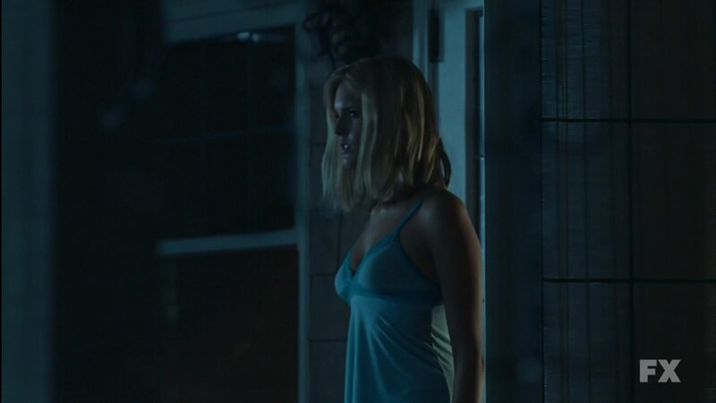 woman in blue nightgown