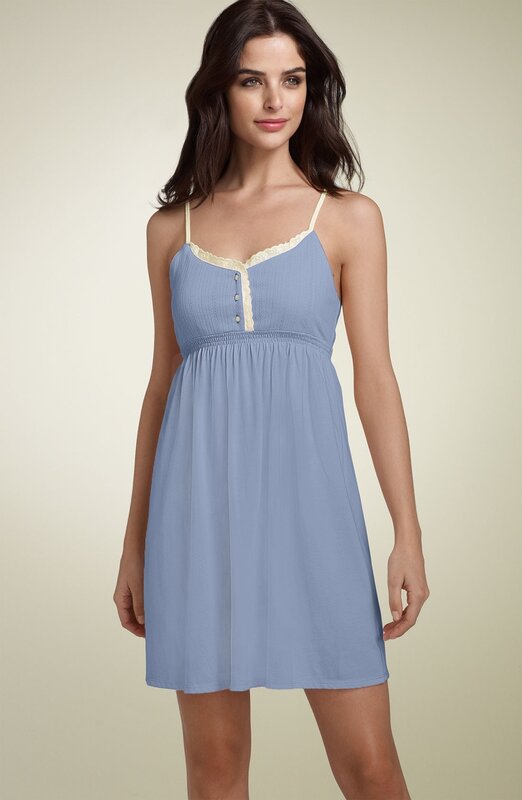 woman in blue nightgown