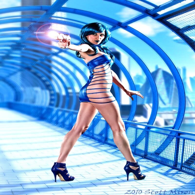 Woman in Blue Outfit — Dramatic