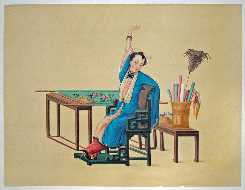 Woman in Blue Robe — Calm, Illustration, Table
