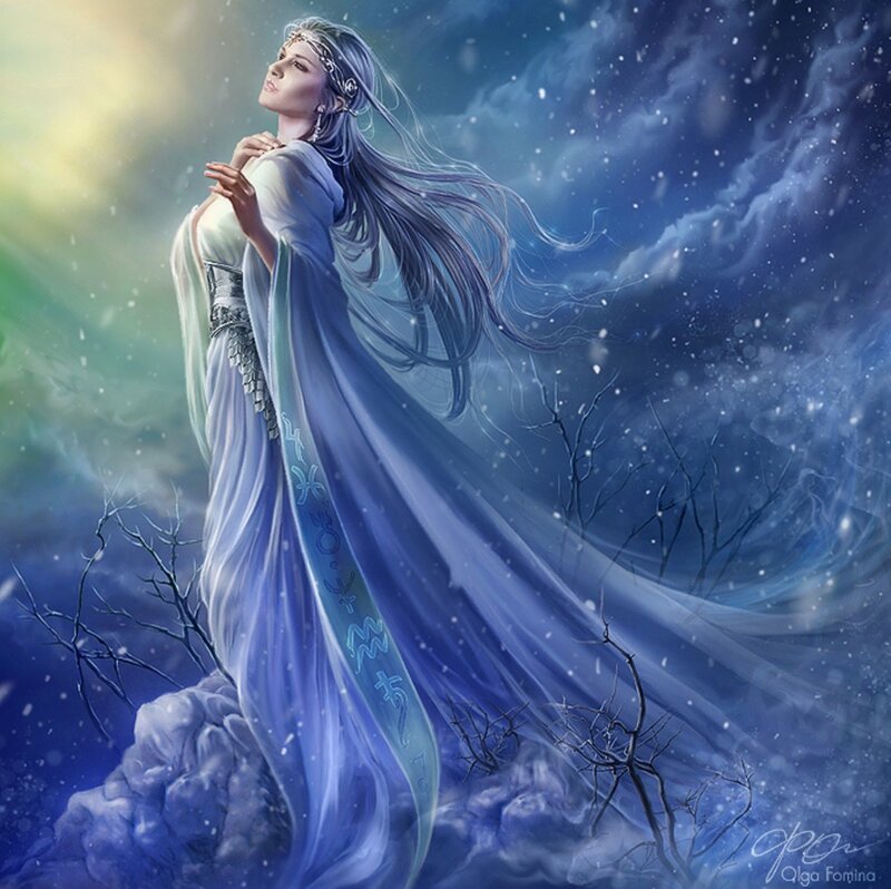 Woman in Blue Robe — Dramatic, Winter