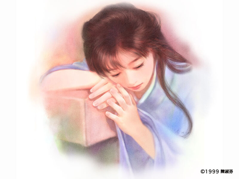 Woman in Blue Robe — Serene, Illustration