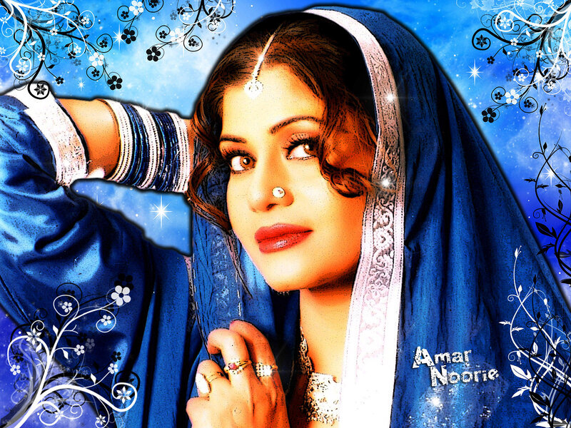 Woman in Blue Sari — Dramatic, Digital Art