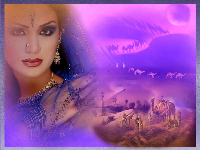 Woman in Blue Sari — Purple