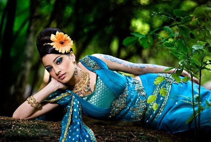 Woman in Blue Sari — Serene