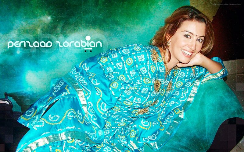woman in blue sari smiling