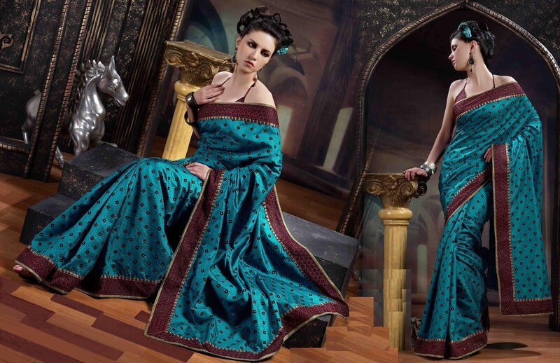 Woman in Blue Sari — Teal