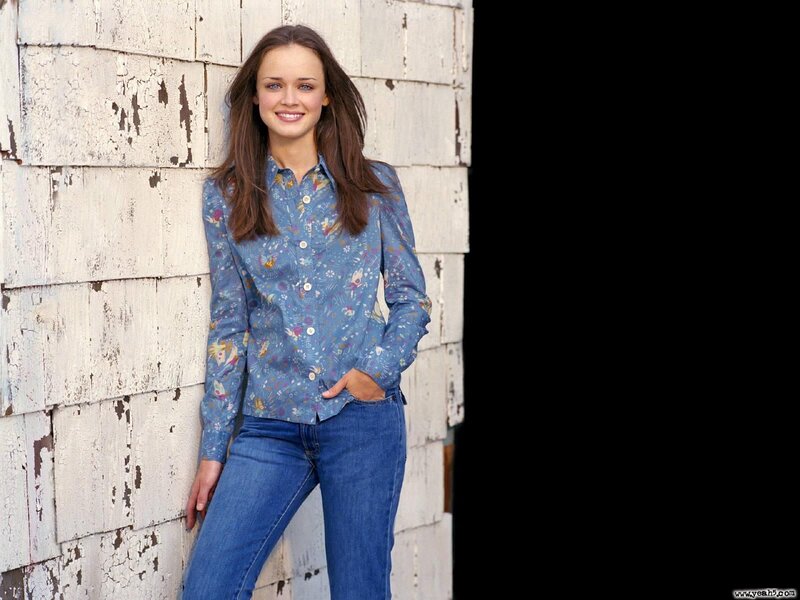Woman in Blue Shirt — Neutral, Photograph, Wall, Jeans