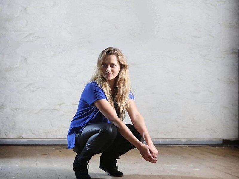 Woman in Blue Shirt — Neutral, Photograph, Wall