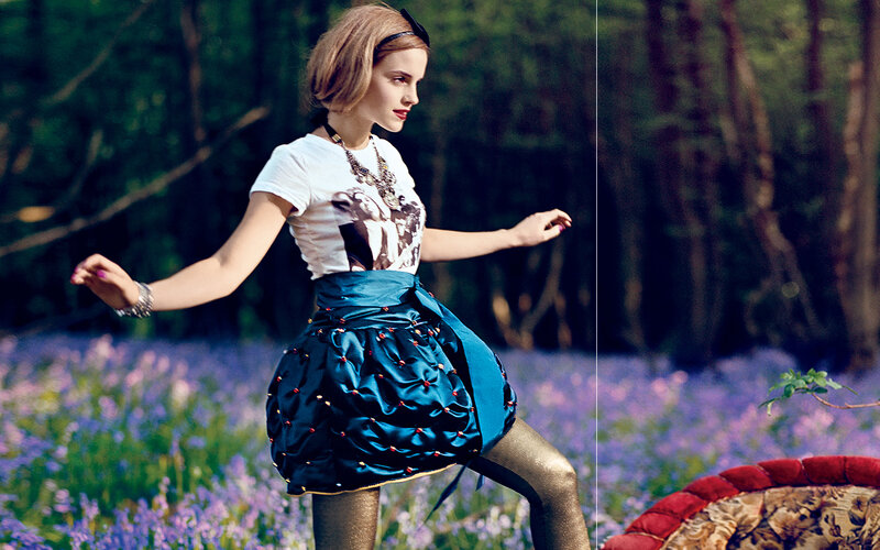 woman in blue skirt