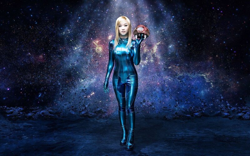 Woman in Blue Suit — Dramatic, Digital Art, Space