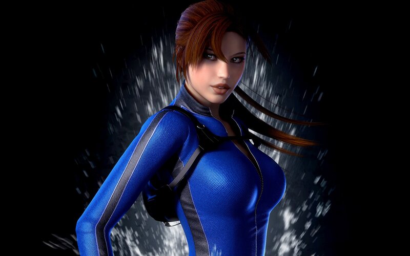 Woman in Blue Suit — Dramatic, Night, 3d Render