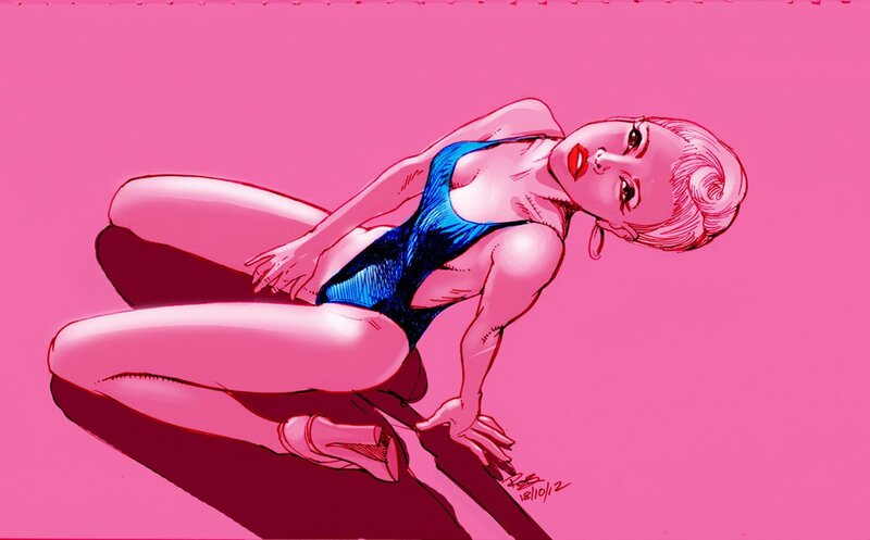 woman in blue swimsuit