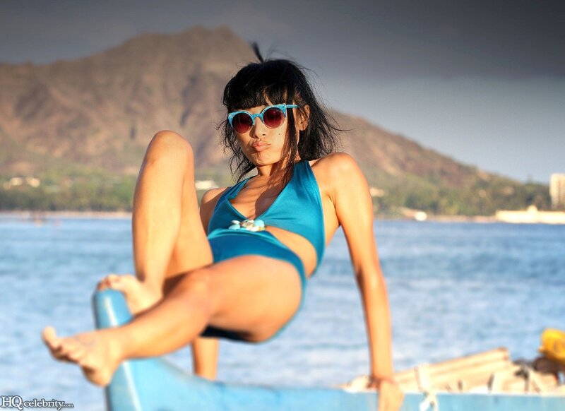 Woman in Blue Swimsuit — Relaxed, Afternoon, Photograph, Sunglasses, Mountain