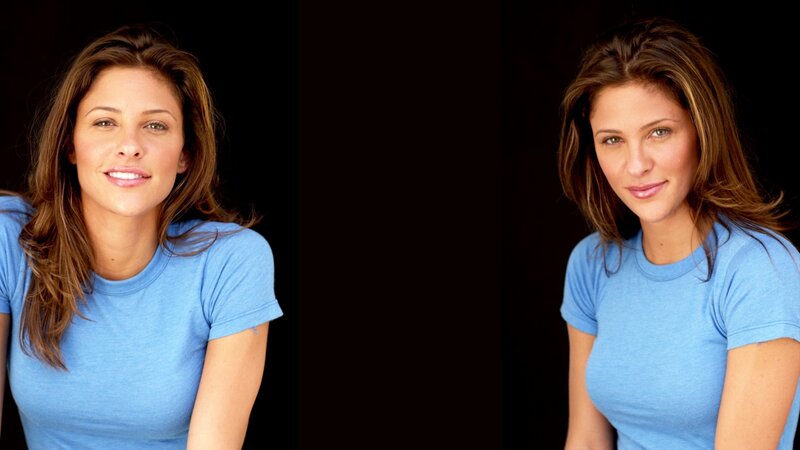 woman in blue t-shirt