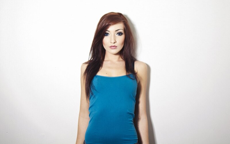 woman in blue tank top