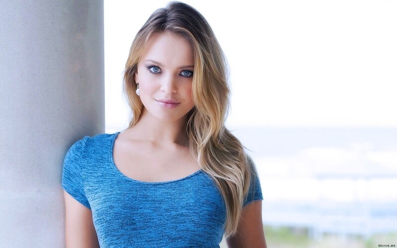 woman in blue top