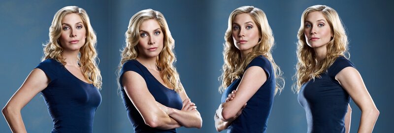 woman in blue top