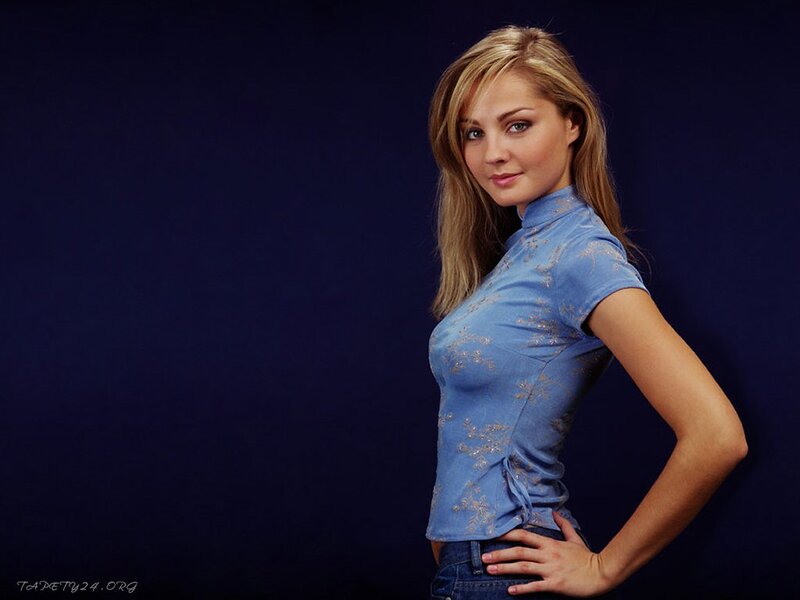 woman in blue top