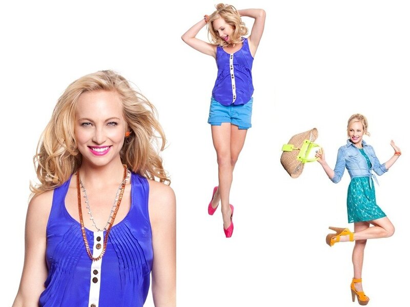 woman in blue top collage