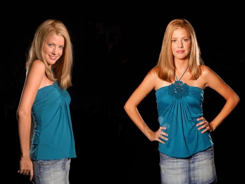 Woman in Blue Top — Confident, Photograph, Jeans, Black Background