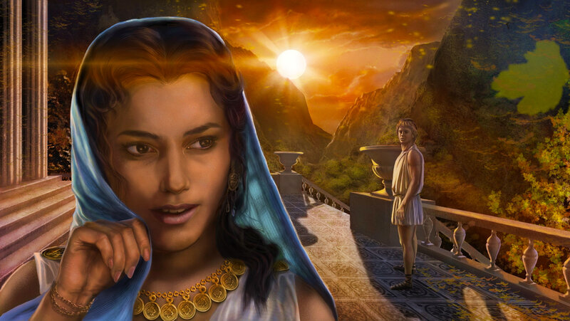 Woman in Blue Veil — Dramatic, Sunset
