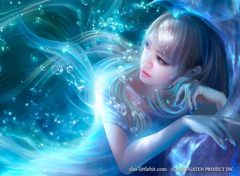 woman in blue water