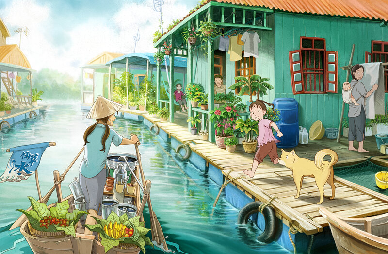 Woman in Boat Selling Goods