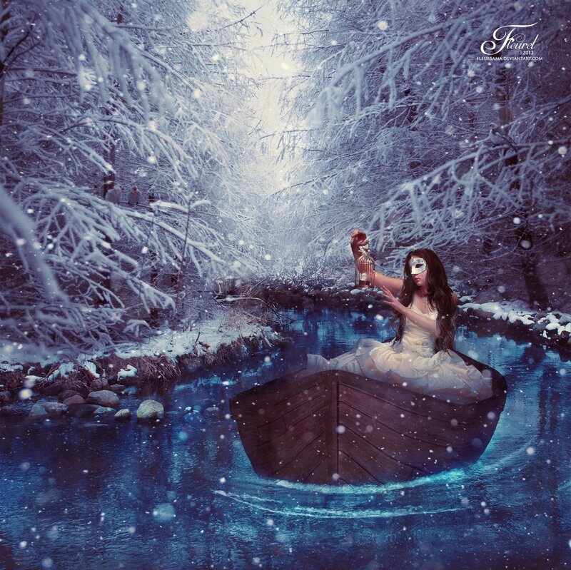 Woman in Boat with Lantern