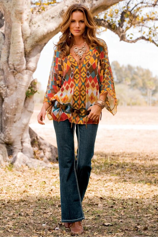 woman in boho outfit outdoors