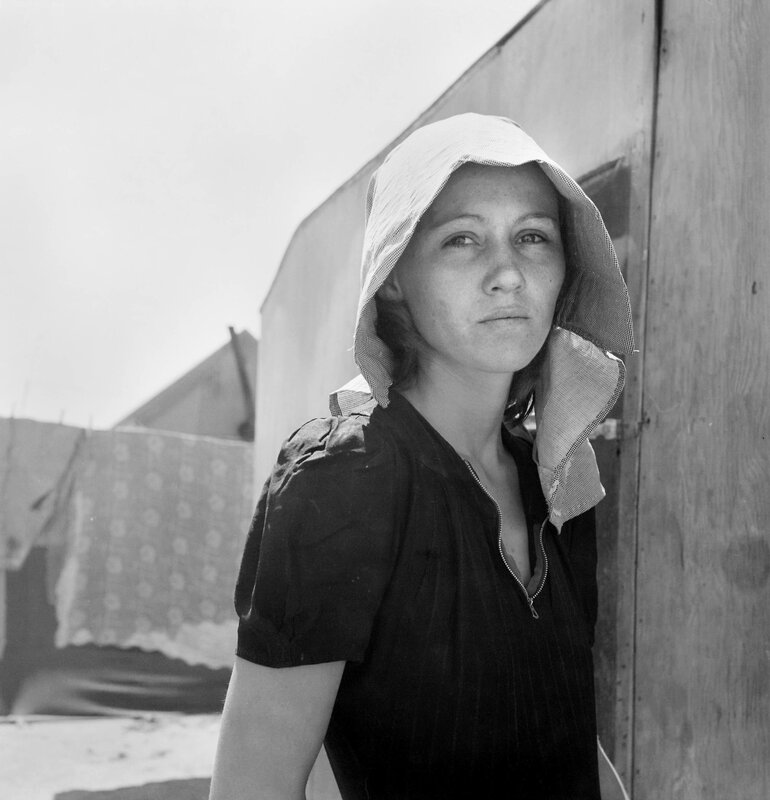 woman in bonnet outdoors