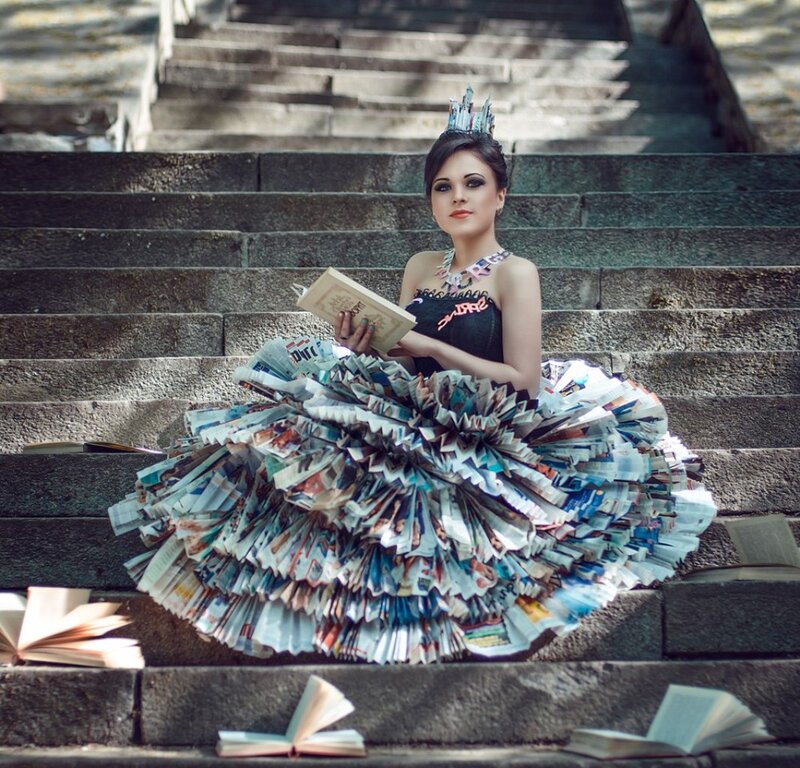 Woman in Book Dress