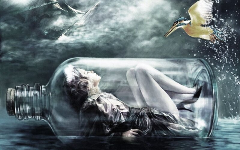 Woman in Bottle — Gray