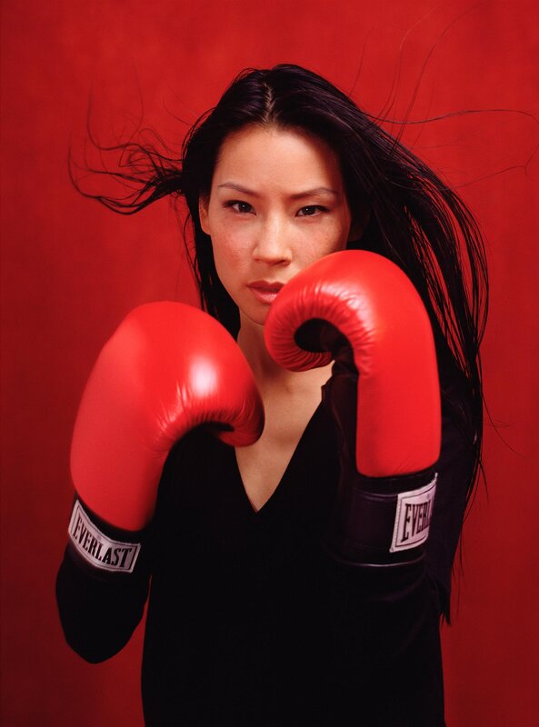 woman in boxing gloves