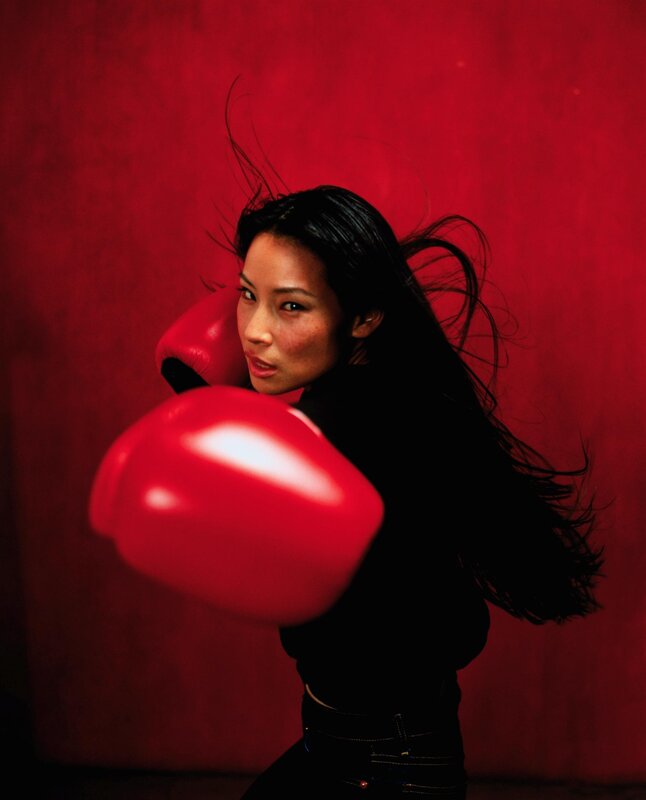 woman in boxing gloves