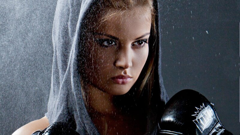 woman in boxing gloves