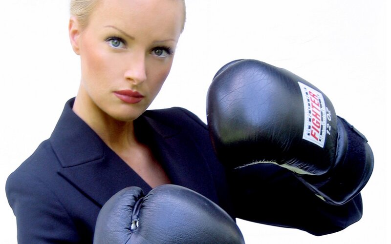 woman in boxing gloves