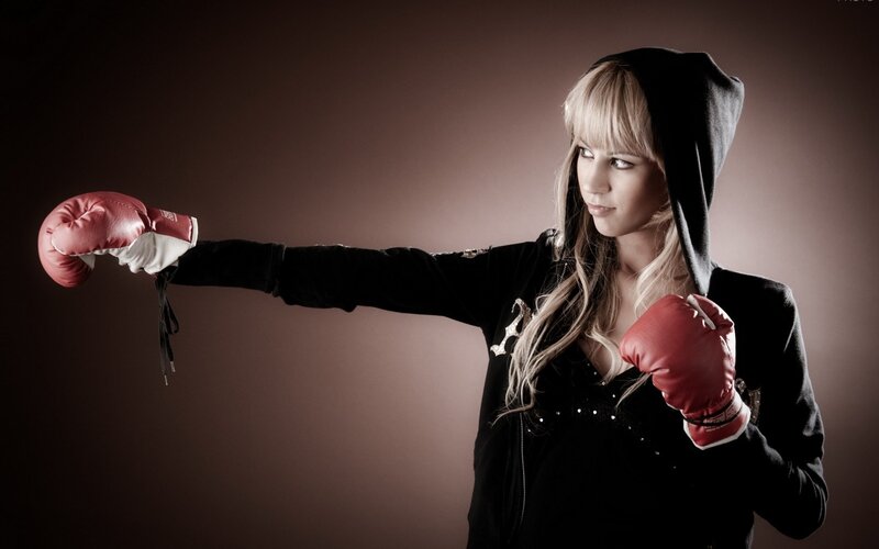 woman in boxing gloves