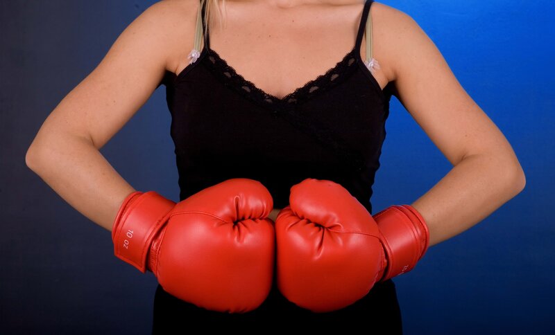 Woman in Boxing Gloves — Red, Confident
