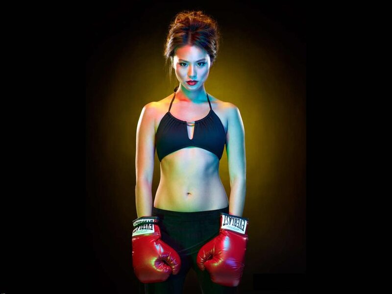 Woman in Boxing Gloves — Red, Dramatic, Photograph