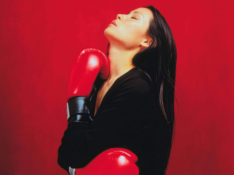 Woman in Boxing Gloves — Red, Dramatic