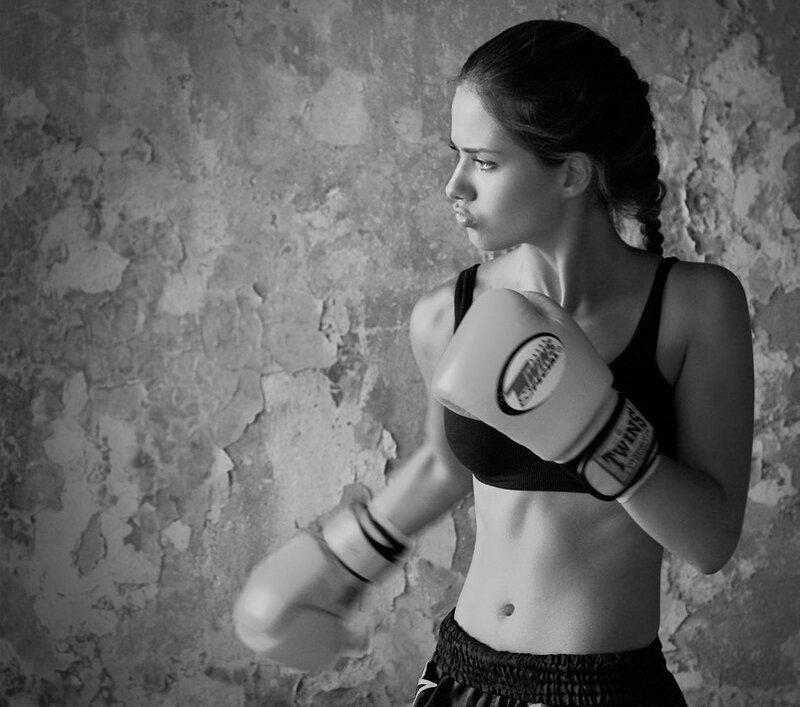 Woman in Boxing Stance — Black