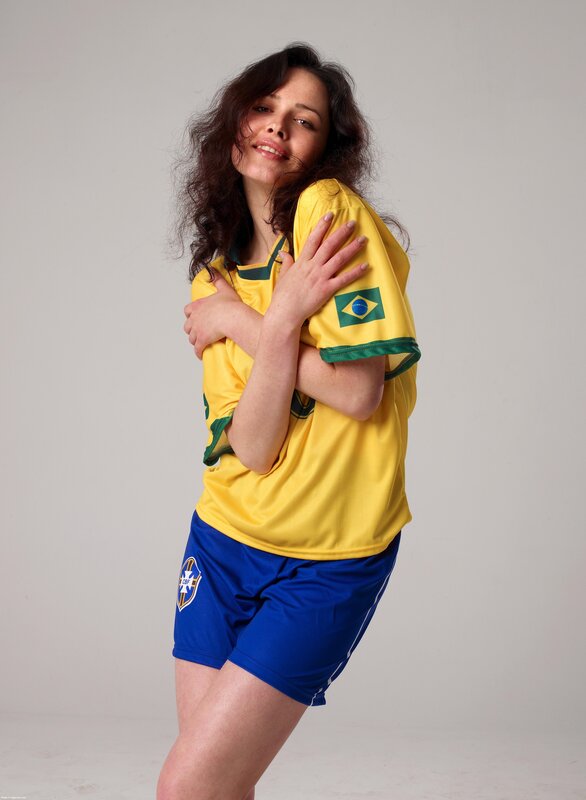 woman in brazil jersey