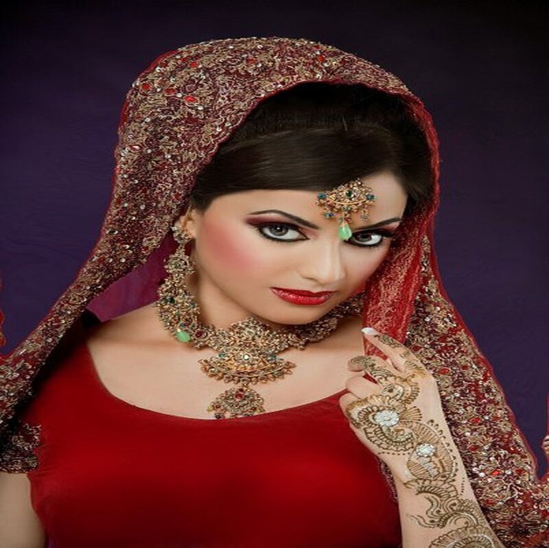 Woman in Bridal Attire — Red, Dramatic, Photograph, Henna