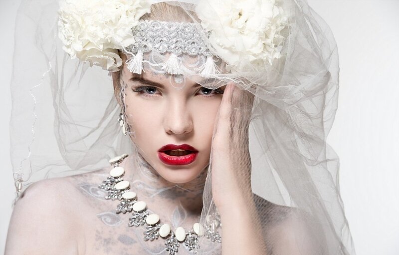 Woman in Bridal Veil — White
