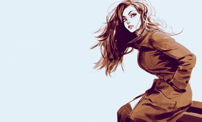 Woman in Brown Coat — Dramatic, Digital Art