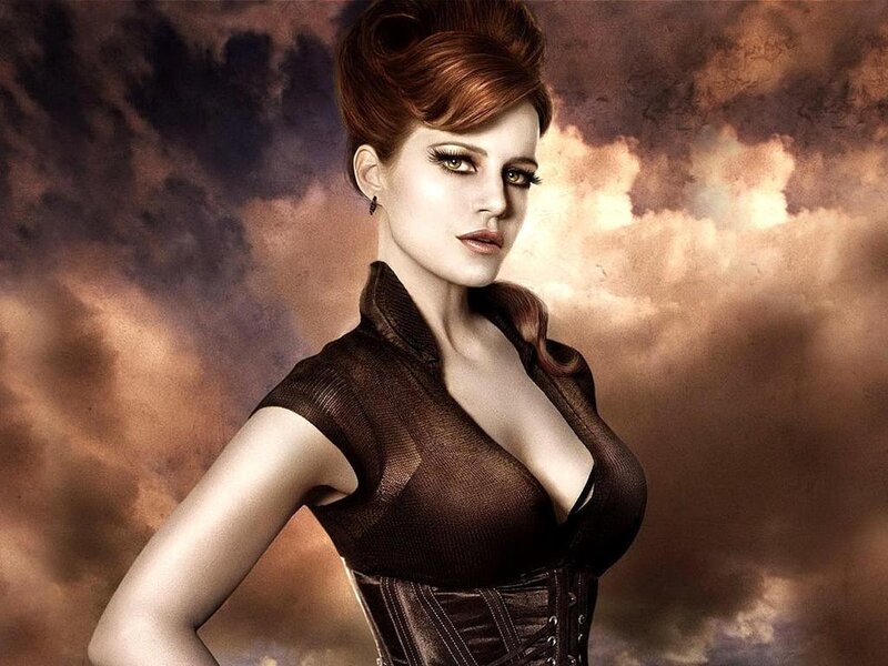 Woman in Brown Corset — Dramatic