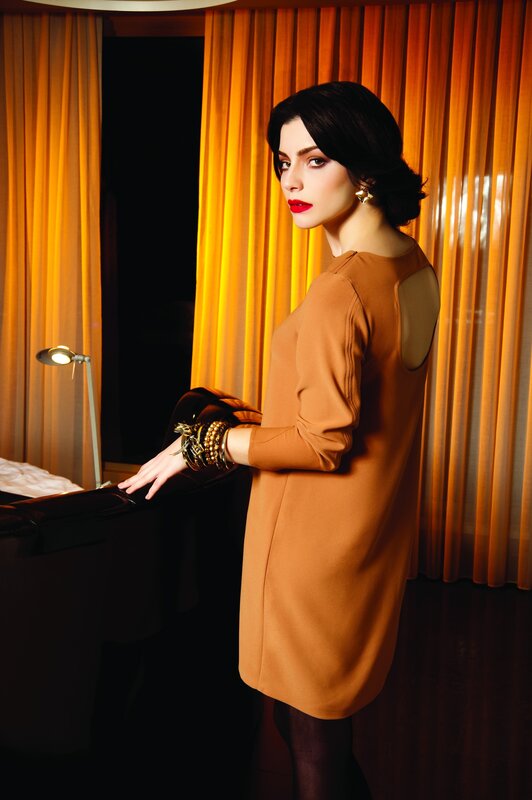 woman in brown dress
